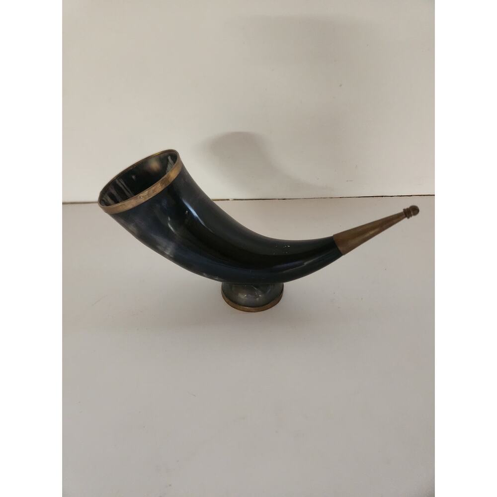 Natural Viking Drinking Horn with Brass Accents Ale Beer  Goblet Game of Thrones